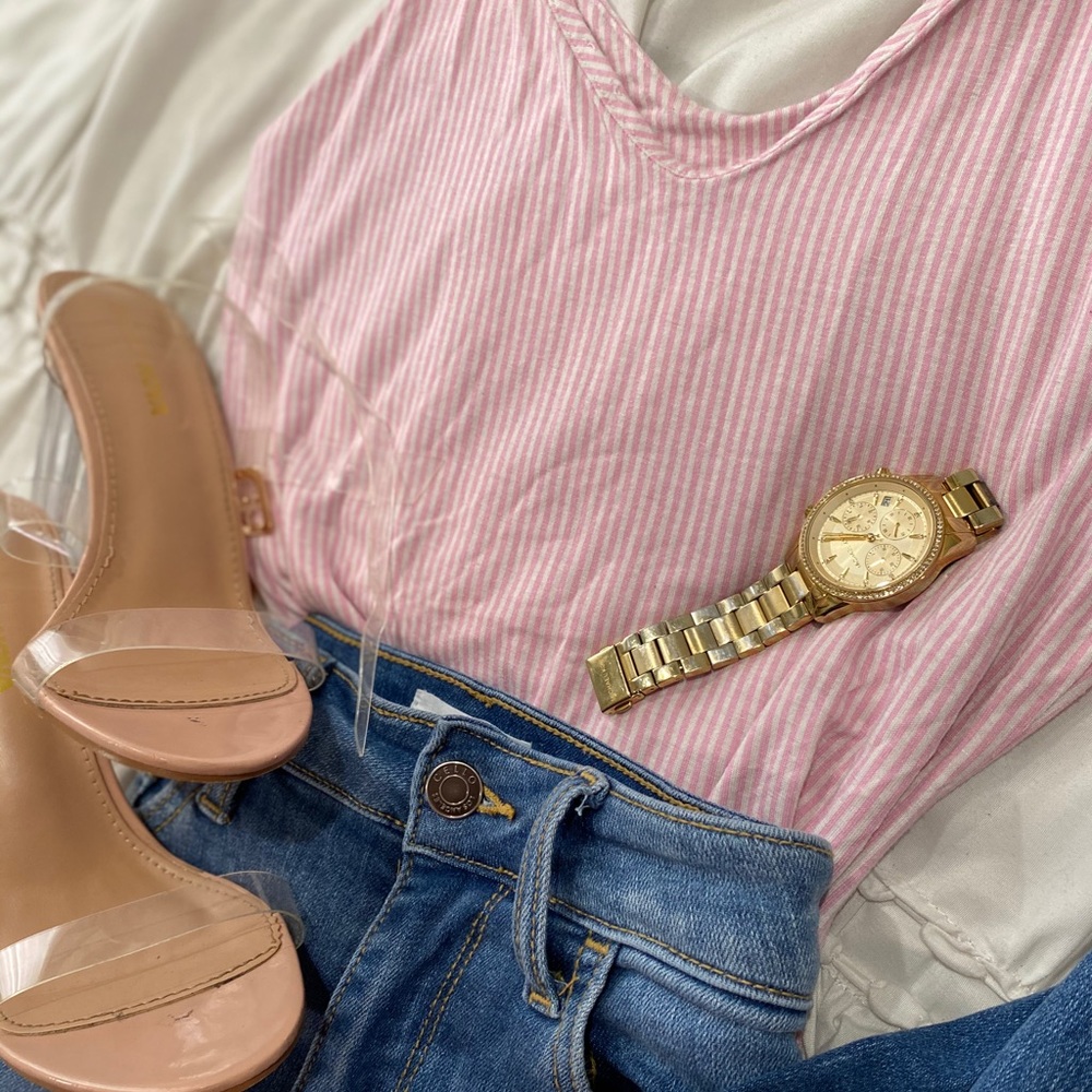 Stripe Pink and White Bodysuit